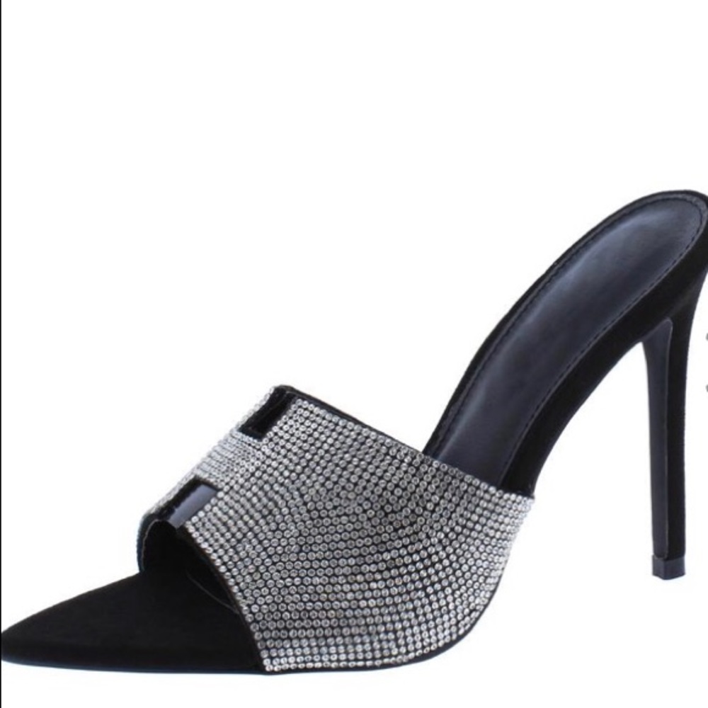 New black rhinestone heels - Picture 2 of 8
